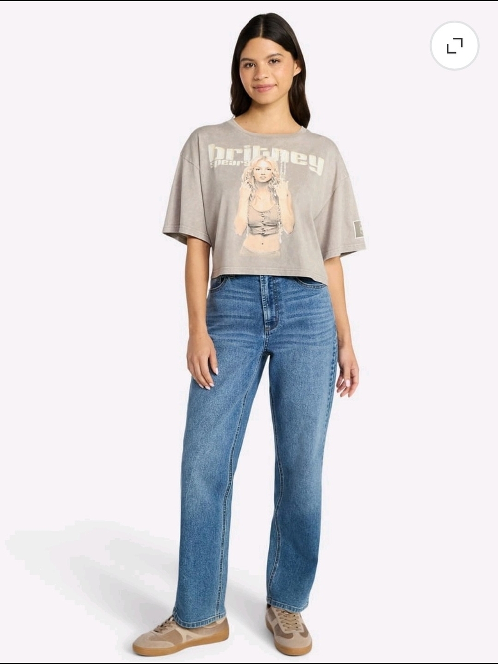 Britney Spears NEW Graphic Cropped T-Shirt Gray "Oops!... I Did It Again" S/M - Picture 5 of 10